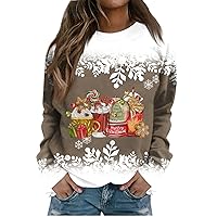 Christmas Shirts For Women Long Sleeve Oversized Pullover Sweatshirt Crew Neck Casual Xmas Printed Tops