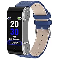 Jorwell 2 in 1 Men's Smart Watch Earplug TWS Bluetooth 5.0 Earphone Sports Calorie Counter, Men's Step Counter,Blue