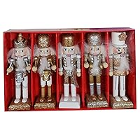 Nutcracker Christmas Decoration 5pcs/Set 2023 King ＆ Nutcracker Soldier Figures of 4.7 inches high Mini Wood of Wood of Wood