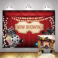 BINQOO 7x5ft Movie Night Backdrop for Birthday Party Movie Theme Now Showing Red Carpet Photography Backdrop and Studio Props Movie Party Ceremony Dress-up Awards Parties Photo Photography Background