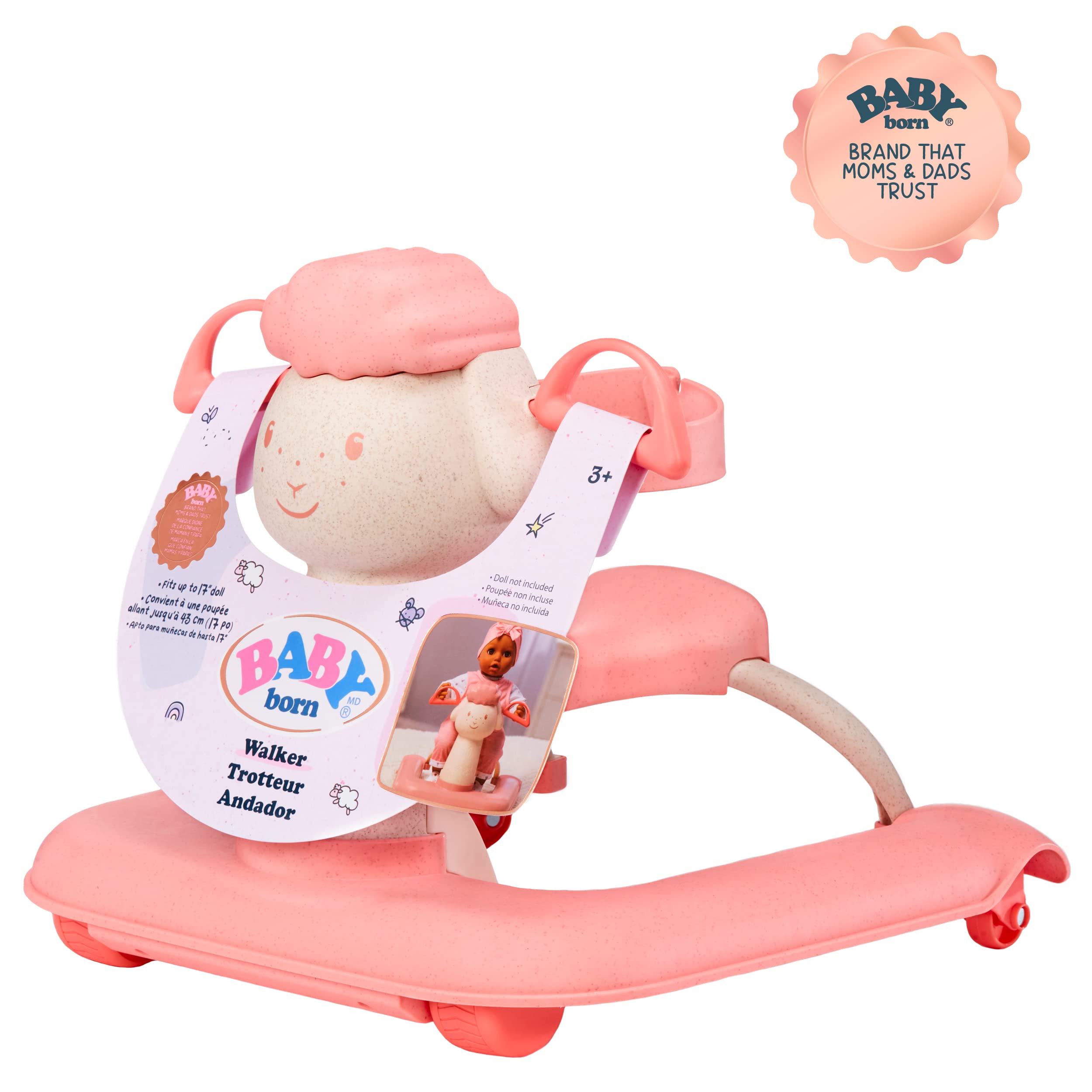 Baby Born Baby Doll Walker with Rolling Wheels and Adjustable Seat Belt - Sturdy, High-End Design, Fits Dolls up to 17