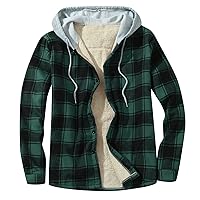 Men's Outdoor Casual Long Sleeve Thick Plaid Side Pockets Shirt Jacket Flannel Button Down Cotton Jackets with