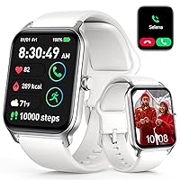 Smart Watches for Women, iOS Android Phones Compatible, Waterproof Fitness Tracker Smartwatches with Call, Alexa Voice, Heart Rate Monitoring, Sleep Tracking, 1.8 Inches (White)