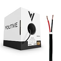 Voltive 18/2 Low Voltage Wire, 500ft, Black - Stranded Bare Copper - UL Listed CL2/CL3 & Direct Burial Rated - Alarm/Security, LED Lighting, Audio/Speakers