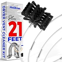 Holikme 21 Feet Dryer Vent Cleaning Brush, Extends Up to 21 Feet, Synthetic Brush Head, Use with or Without a Power Drill,Lint Remover