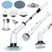 LABIGO Electric Spin Scrubber LA3 Pro, Cordless Bathroom Scrubber with 5 Replacement Head, 3 Adjustable Angle, Household Power Cleaning Brush with Extension Arm for Bathtub Window Car Grout, Black