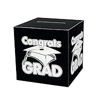 Fun Express - Congrats Grad Black Card Box for Graduation - Party Supplies - Containers & Boxes - Paper Boxes - Graduation - 1 Piece