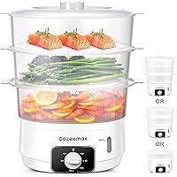 3 Tier Electric Food Steamer for Cooking, 13.7QT Vegetable Steamer for Fast Simultaneous Cooking, Veggie Steamer, Food Steam Cooker, 60 Minute Timer, BPA Free Baskets, 800W(White)