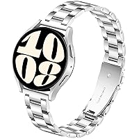 20mm Band for Samsung Galaxy Watch 6/5/4 Band 40mm 44mm, Metal Strap with Quick Release for Watch 6 Classic Bands/Watch 5 Pro/Watch 4 Classic, Slim Stainless Steel Wristband for Women-Silver