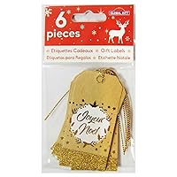 6 'Merry Christmas' kraft gift tags - Gold glitter