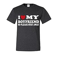 I Heart My Boyfriend So Please Stay Away Couples Mens T-Shirts
