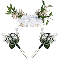 Flower Comb Hair Pins Set - PartyforU Bridal Comb and Hairpins Set Floral Combs Bride to Be Haipins for Wedding Bride Bridesmaids Bridal Shower Party Prom
