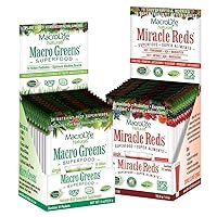 Macro Greens & Miracle Reds Immunity Bundle - Superfood Antioxidant - Herbal, Fruits & Berries Probiotic Immunity Non-GMO, Vegan, Gluten-Free, Dairy-Free - 24 Packet Servings
