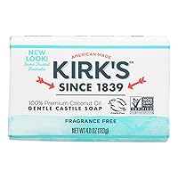 Kirk's Natural Original Coco Castile Soap Fragrance Free, 4 Ounce (Packaging may Vary)