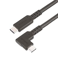 StarTech.com 6ft (2m) Rugged Right Angle USB-C Cable, USB 3.2 Gen 1 (5 Gbps), Full-Featured USB C to C Data Transfer Cable, 4K 60Hz DP Alt Mode, 100W PD - 90 Degree USB Type-C Cable (RUSB315CC2MBR)