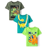 The Children's Place Baby Boys' and Toddler Dinos Short Sleeve Graphic T-Shirts,multipacks