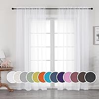 White Sheer Curtains 96 Inch Length, Elegant Sheer Curtains for Bedroom, Window Voile Sheer Curtain Panels/Drapes/Treatment for Living Room, 2Pcs, Each 42