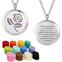 Essential Oil Necklace Diffuser Family Tree of Life Necklace Pendant Aromatherapy Locket 49 Refill Pads (Flower Diffuser Locket)