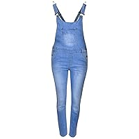 Kids Girls Denim Stretch Dungaree Jumpsuit Playsuit All In One Jeans 7-13 Years