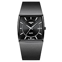 NIBOSI Men's Watches Business Fashion Top Brand Luxury Dress Casual Watch Mesh Strap Waterproof with Date Square Wristwatch