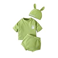 Girls Size 4 Clothes Toddler Girls Easter Short Sleeve Cartoon Rabbit Printed T Shirt Tops Baby Girl (Green, 6-9 Months)