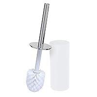 Bath Bliss Soft Touch Toilet Brush and Holder Set | Bathroom Cleaning | Durable 360 Degree Bristle | Discrete Storage | Matte White