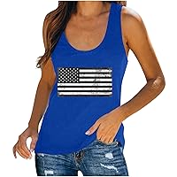 American Flag Tank Top Women USA Flag Patriotic Shirts 4th of July Tee Tops Casual Sleeveless U Neck Loose Fit Vest