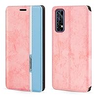 for Oppo Realme 7 Case, Fashion Multicolor Magnetic Closure Leather Flip Case Cover with Card Holder for Oppo Realme 7 RMX2155 (6.4”)