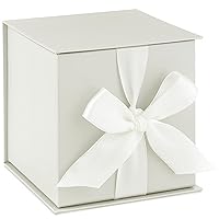 Hallmark Small Gift Box with Bow and Shredded Paper Fill (Cream White 4 inch Gift Box) for Weddings, Bridal Showers, Graduations, Birthdays, Bridesmaids Gifts, All Occasion