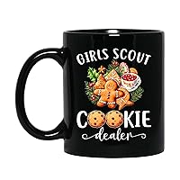 Girls Scout Cookie Dealer Baker Pottery Mugs, Funny Cutie Pie Black Cups Gifts For Little Girls Sister Lady, Unique Choco Biscuit Coffee Cup Handle Gifts For Bakeaholics Pastry Chef Cookie Baker