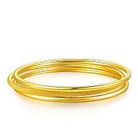 24k Pure Gold Bangle for Women Female Trendy Fashion Smooth Worn Classic Bracelet Upscale Hot Fine Jewelry Solid 999 Bangles Gem Color:Smooth