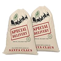 Printtoo Pack of 2 Pcs Xmas Presents Storage Bags Large Santa Gift Sack with Drawstring Christmas Party Favor 27x20 Inch