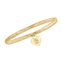 Ross-Simons Italian 14kt Yellow Gold Personalized Heart Charm Mesh Bracelet