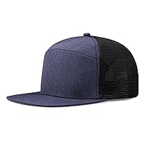 Oversize XXL Blank Flatbill Mesh Snapback Cap Extra Large 6 Panel Camper Style Hat for Men Big Head 23.6
