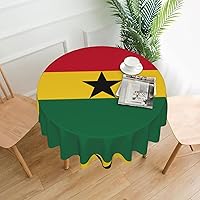 Flag of Ghana Round Tablecloth – 60-inch Water Repellent Fabric Round Table Clothes for Indoor & Outdoor Dining Occasions