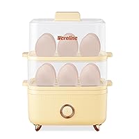 Rapid Egg Cooker, 12 Egg Capacity Electric Egg Cooker for Hard Boiled Eggs, Soft, Medium, Poached Eggs, Food & Vegetable Steamer for Breakfast, Over-Heat Protect, One-Touch Button, BPA-Free