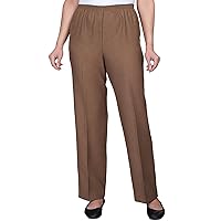 Alfred Dunner Womens Petite Classic Signature Fit Textured Trousers with All-Around Elastic Waistband