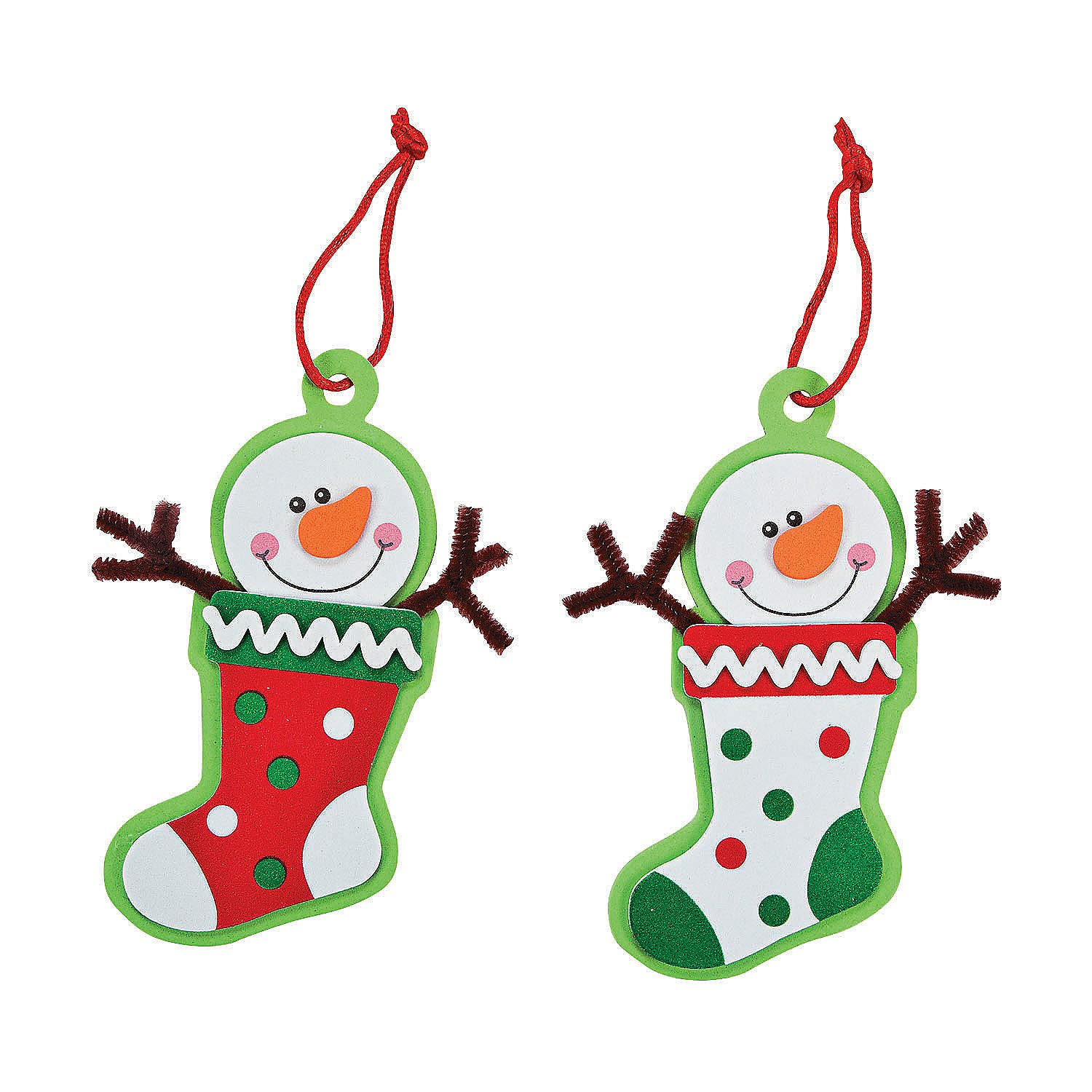 Snowman Stocking Christmas Tree Ornament Craft Kit - Makes 12 - DIY Christmas Crafts for Kids