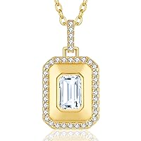 CDE Square Birthstone Necklace for Women 18k Gold Plated S925 Sterling Silver Dainty Tiny Pendant Necklaces Anniversary Birthday Christmas Jewelry Gifts for Women Wife Mom Girlfriend