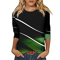 Independence Day Shirt for Women Ladies 3/4 Sleeve Tops Happy Womens Tunic Tops Boatneck Tops for Women Women Tops Spring 3/4 Sleeve Green 3XL