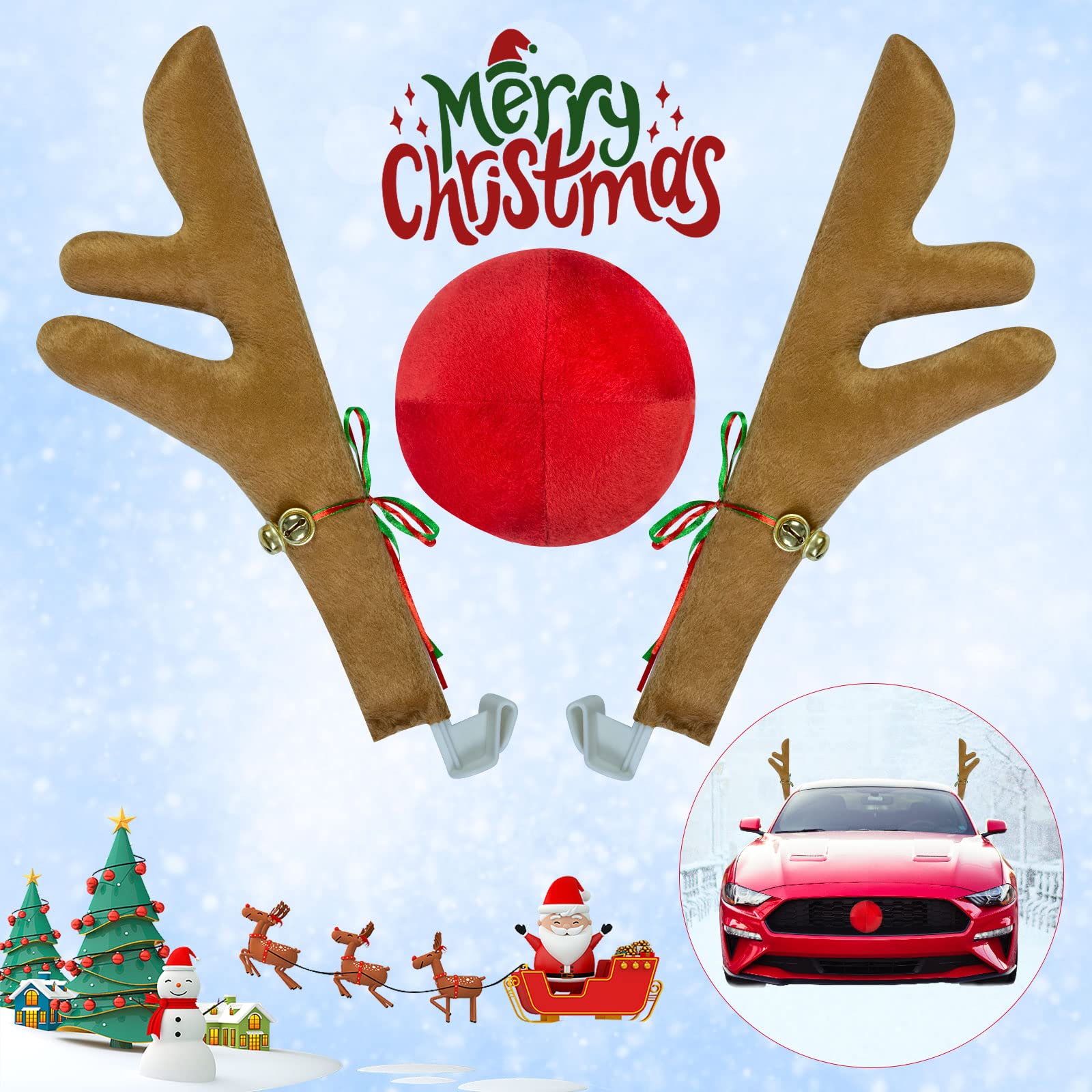 Mua MLIYYBE Christmas Car Decoration Kit, Reindeer Antlers, Nose ...