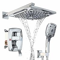 ELLO&ALLO Bathroom Shower Faucet Set Mixing Valve and Trim Kit, Complete Shower System with Rough-in Valve, Chrome