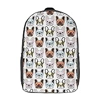 Cute French Bulldog Casual Backpack Fashion Shoulder Bags Adjustable Daypack for Work Travel Study