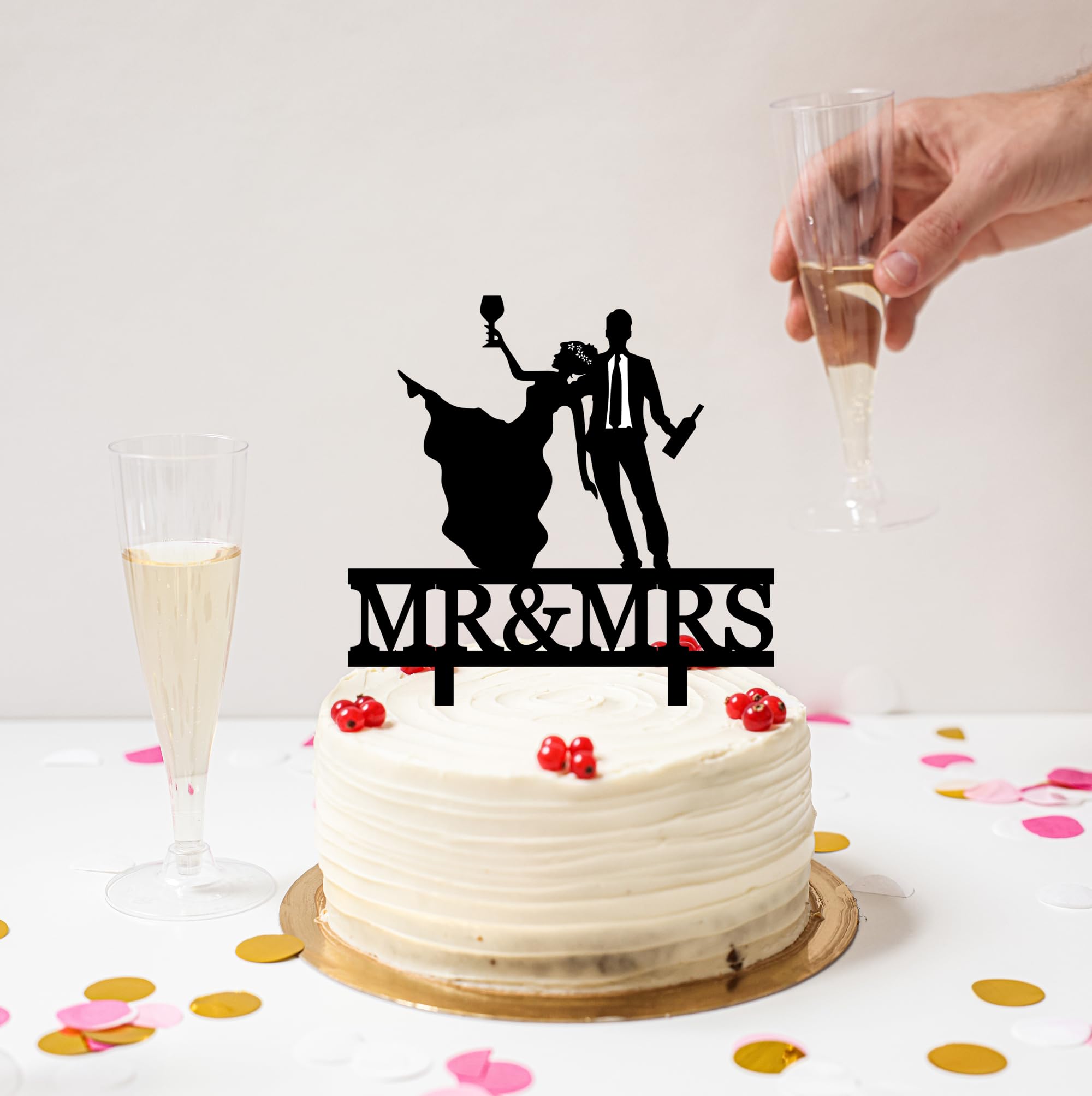 Amazon.com: Happy Birthday Cake Topper, Wine Bottle and Glass Acrylic Cake  Topper,Whisky and Wine Themed Birthday Party Decor : Grocery & Gourmet Food