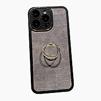 ZIFENGXUAN-Leather Cover for iPhone 15Pro Max/15 Pro/15 Plus/15, Camera Hole Protective Premium PU Leather Cover with Hidden Ring Holder (15 Pro Max,Grey)
