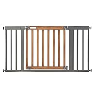 Summer Infant West End Extra Wide Safety Pet and Baby Gate,36'-60' Wide,30' Tall,Pressure or Hardware Mounted,Install Wall to Wall in Doorway or Stairway, Auto Close Walk-Thru Door-Oak Wood and Metal