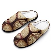 Old Vintage Baseball Men's Cotton Slippers Memory Foam Washable Non Skid House Shoes
