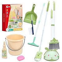 CUTE STONE Toddler Cleaning Set, Kids Cleaning Toy Set Includes Kids Broom and Dustpan Set with Mop, Brush, Bucket, Scraper, Play Housekeeping Gift, Kids Cleaning Set for Toddlers 3-5 Year Old