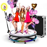 AIRUSAN 360 Photo Booth Machine for Parties Weddings Events with Ring Light, Selfie Holder Accessories, APP Remote Control, Flight Case, Free Logo Customization, 39.4