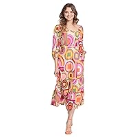 Donna Morgan Women's Square Neck, 3/4 Puff Sleeve Tiered Midi Dress Day Event Party Guest of